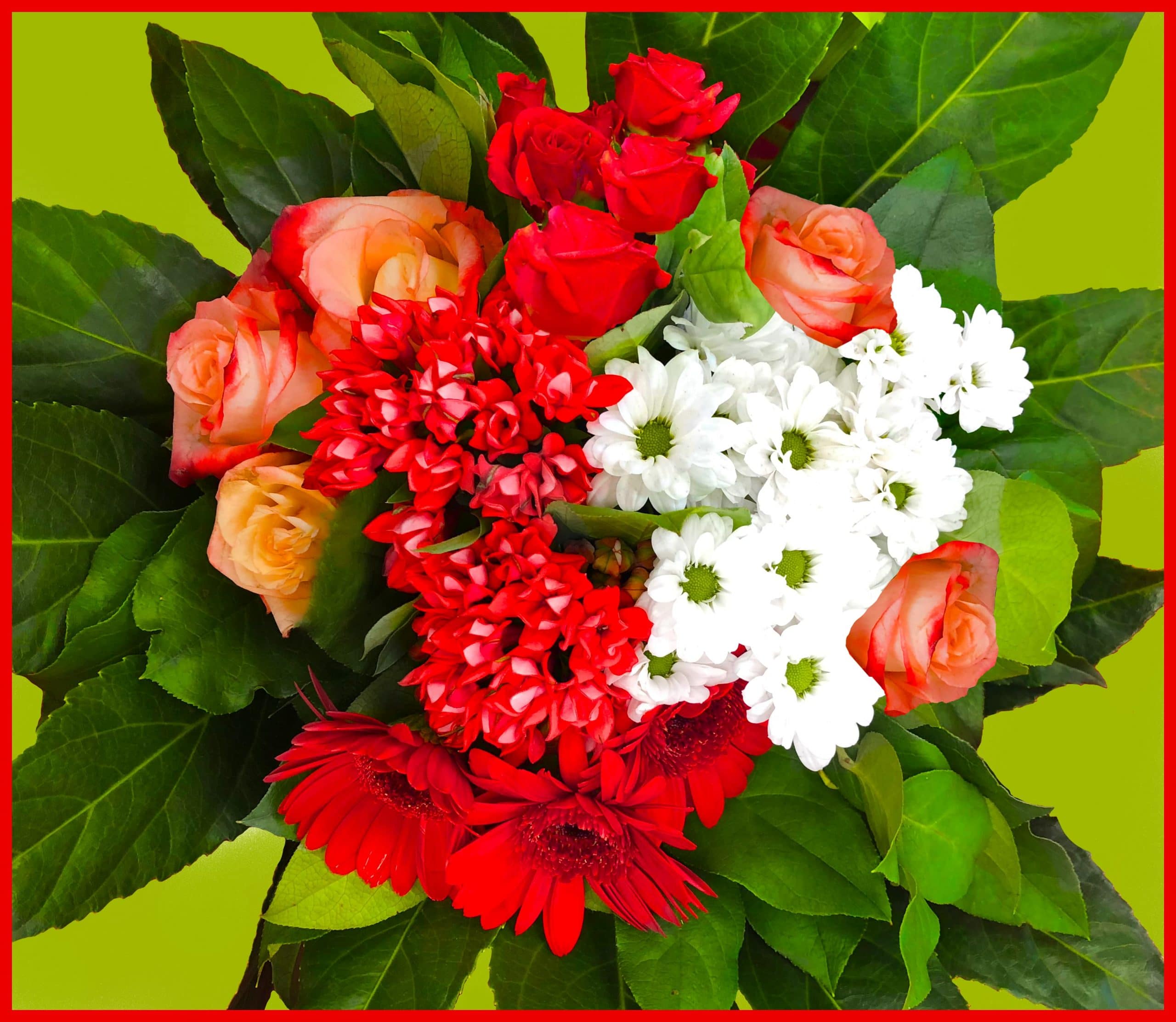 Bouquet de fleurs rond du fleuriste à dominante de rouge - Autant de Fleurs  Aubagne